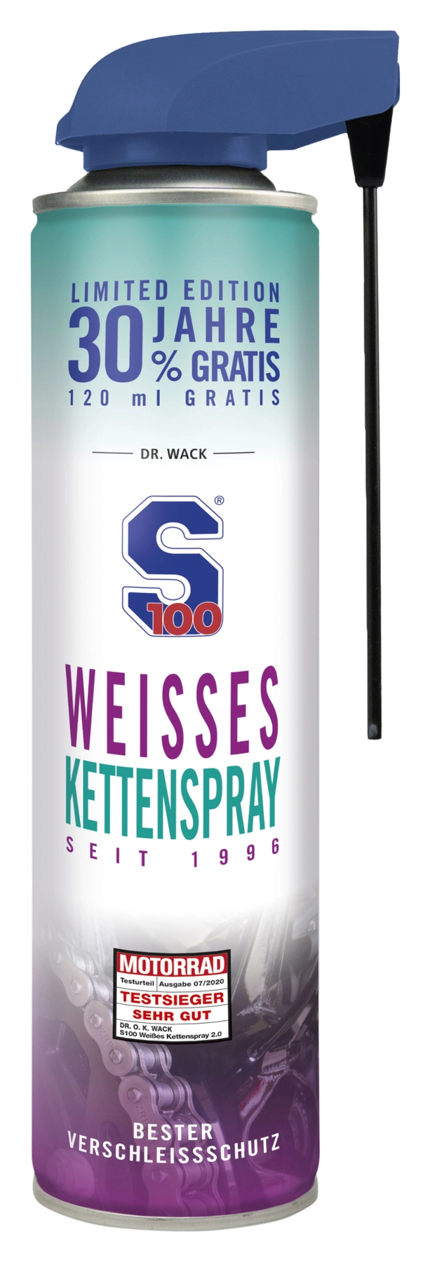 S100 baltas grandinės tepalas su purškimo vamzdeliu